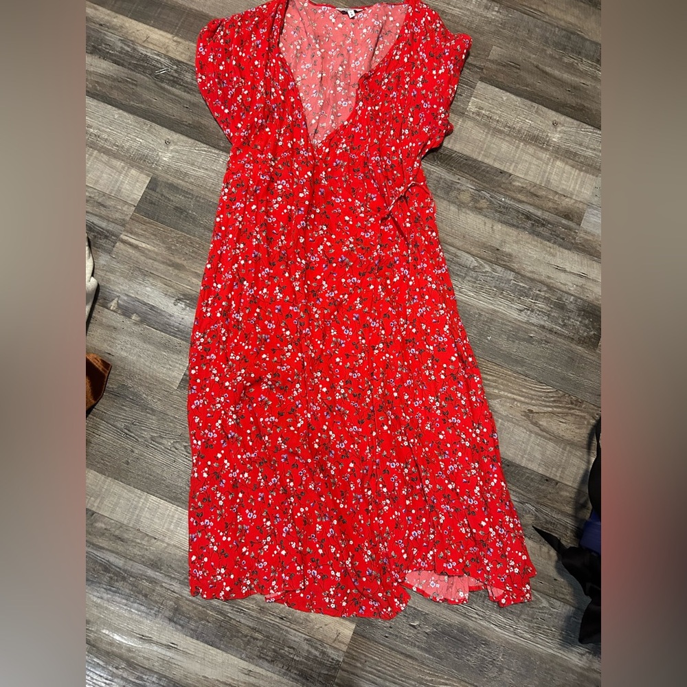 Floral Red Dress